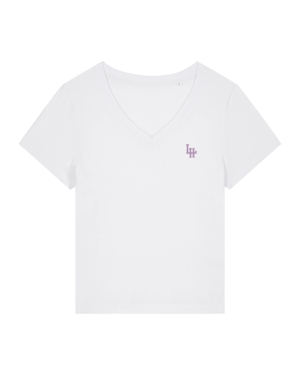 T-shirt V Bio LH Girl Blanc (Iris brodé)